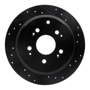 Honda Odyssey Brake Rotor (1) - Rear Right - R1 Concepts - Drilled & Slotted - Black - `05-`10